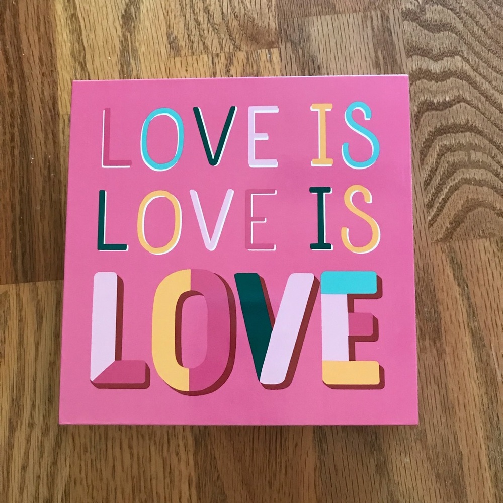 NWT Pink “Love Is Love is Love” Wood Sign